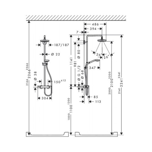 Душова система HANSGROHE Croma Select E 180 2jet, 27256400